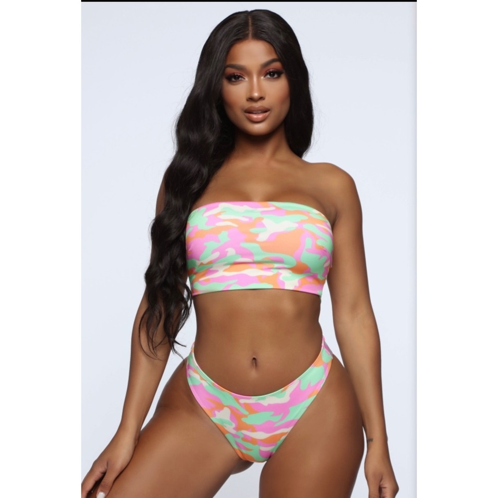 Fashion Nova Neon Camo Bikinj Set